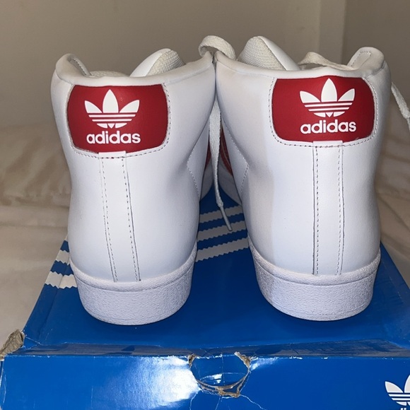 Adidas Pro Model White and Red High-Tops - Picture 3 of 7